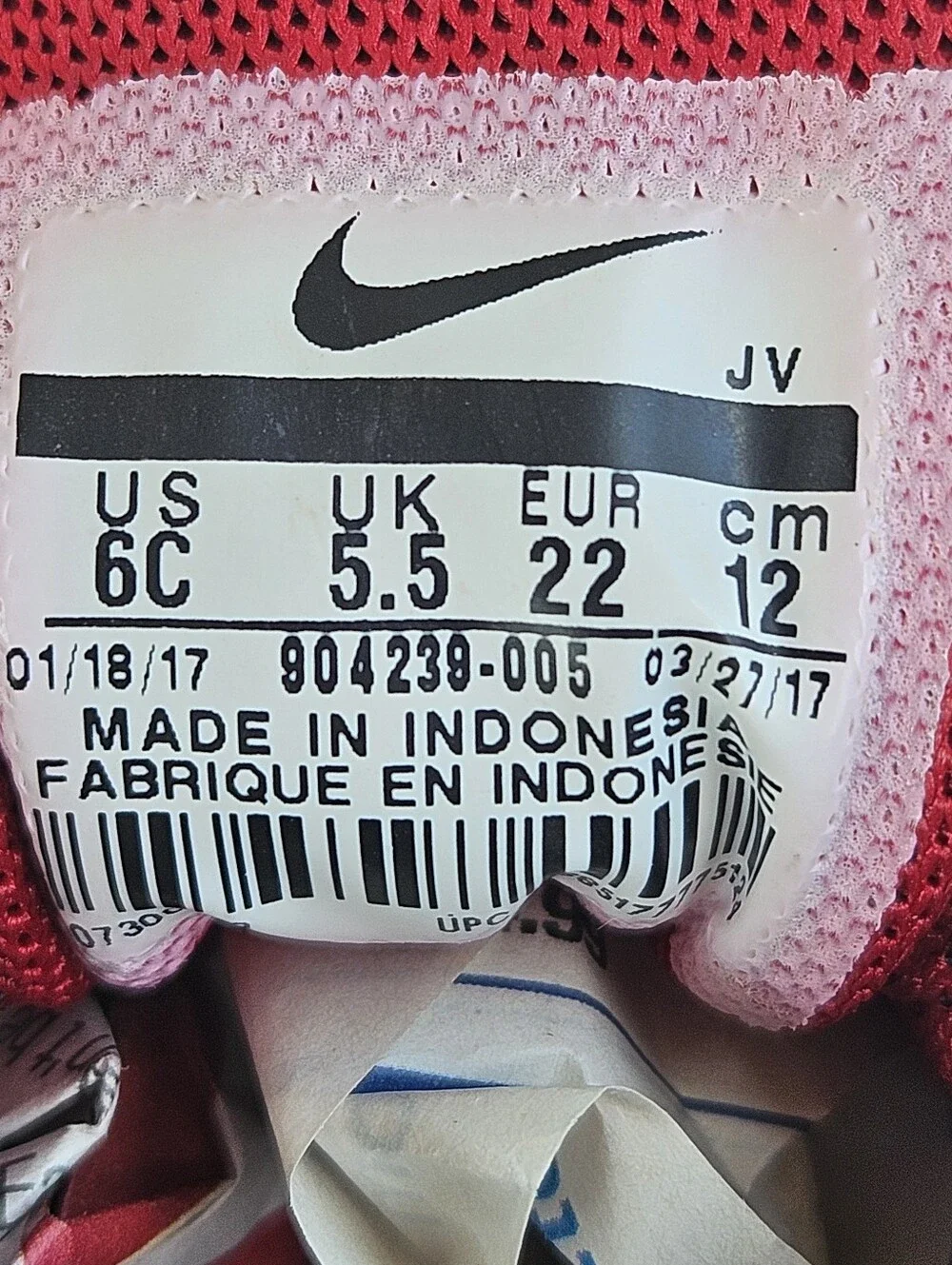 Nike Flex Run TD Sneaker Toddler SZ 6C Hook & Loop Black Red 904239-005